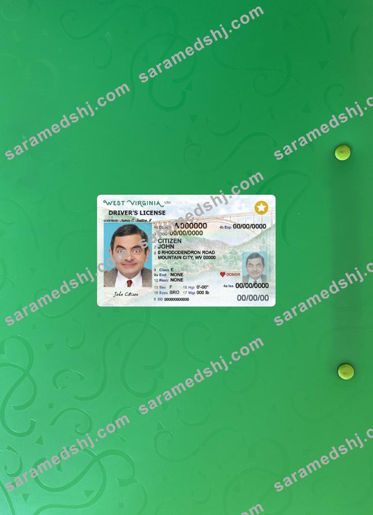 USA West Virginia driving license photolook 2023-present front